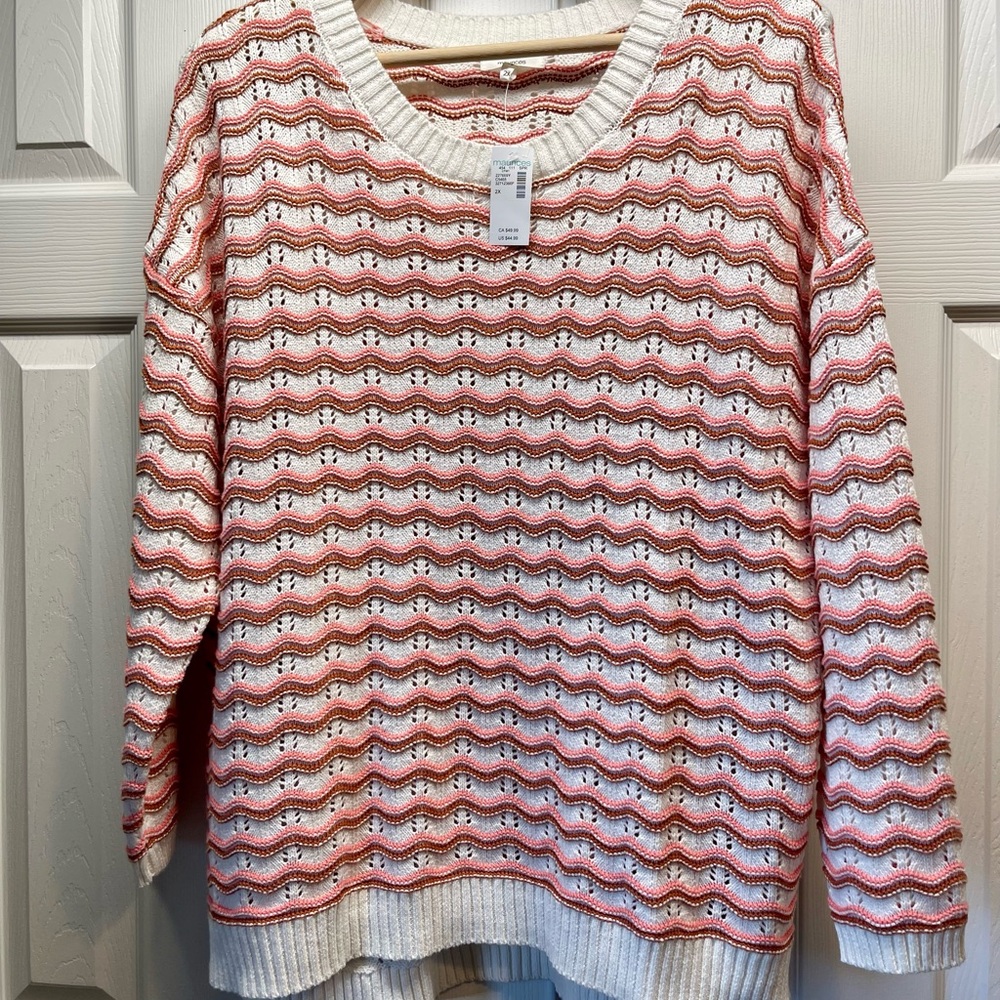 NWT Maurice’s Wavy Striped Sweater Open-knit Pattern 2x